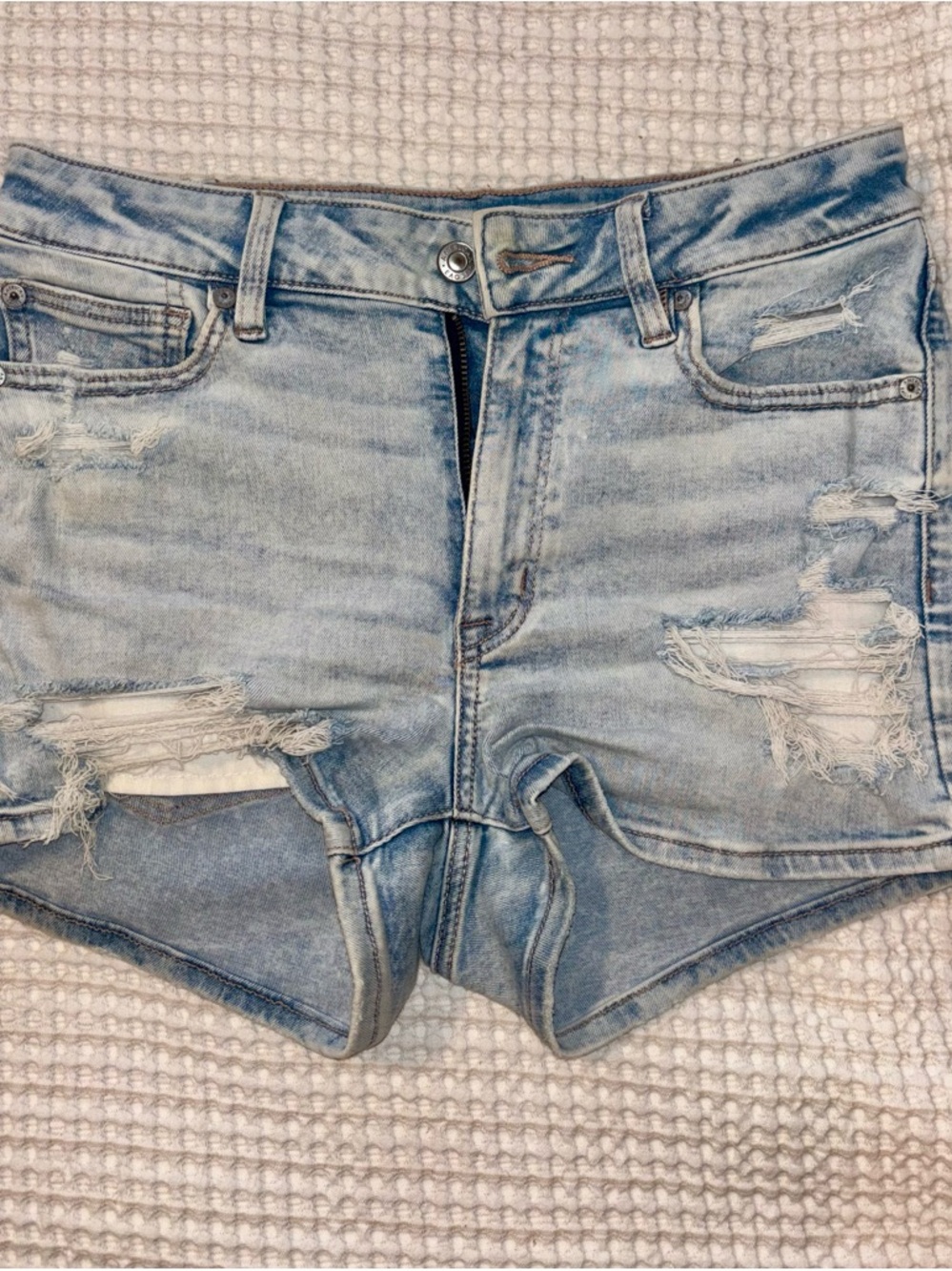 American Eagle Outfitters Light Wash Distressed Denim Shorts